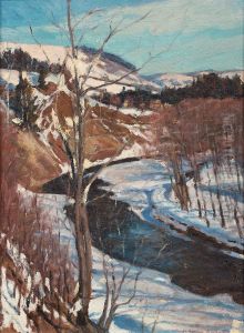 Winter landscape with a river by Stanislaw Ignacy Witkiewicz (Witkacy)