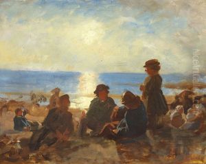 Fiskere pa stranden. Bretagne. Fiskere pa stranden. Bretagne.