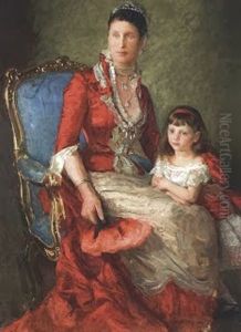 Danish Crown Princess Louise with one of her daughters by Laurits Tuxen