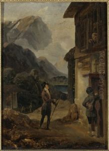 Le duc d'Orleans demandant l'hospitalite aux religieux de l'hospice du mont Saint-Gothard le 27 aout 1793