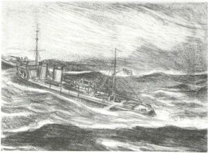 Canadian Destroyer at Sea by Arthur Lismer