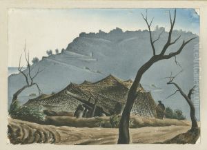 MEDIUM GUN POSITION BEFORE SAN VITO CHIETINO ITALY by Lawren P. Harris