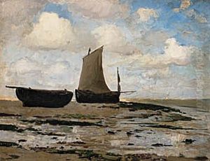 Bade pa stranden ved lavvande, Cayeux. Bade pa stranden ved lavvande, Cayeux.