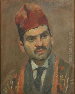 Portraet af graesk soldat.