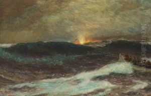 A ship torpedoed in the Atlantic.