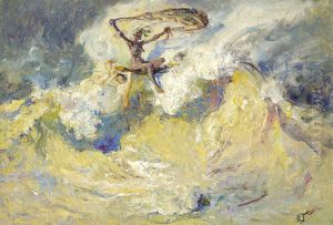 Unruly sea with a water nymph.