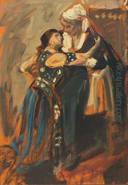 Mother and daughter. Illustration of the reunion of North Schleswig with Denmark, 1920. - view 1