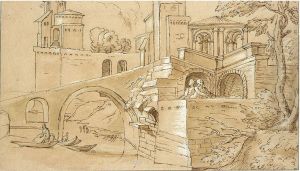 Fantasy view with the Ponte Rotto by Balthasar Lauwers