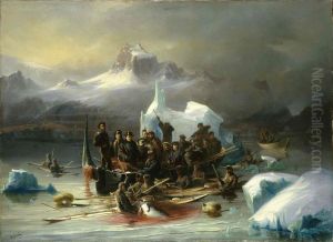 Le prince Napoleon assiste a la chasse au phoque au large de Godthaab en 1856