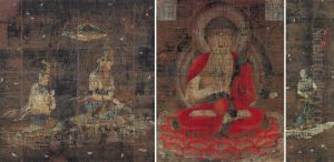 Amida Triad and Banner-holding Boy by unknown
