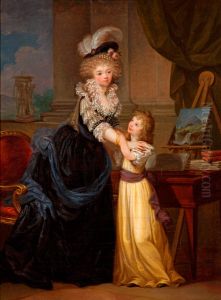 A Young Lady and a Little Girl by Marguerite Gerard