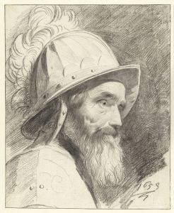 Bust of a warrior with a helmet by Leendert Van Der Cooghen