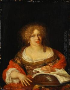 Portrait of a singing young woman by Adriaen Van Der Werff