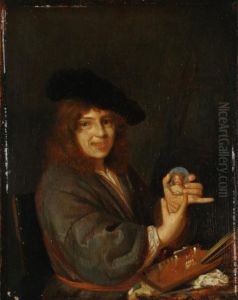 Portrait of a young painter, possibly a self portrait of Adriaen van der Werff by Adriaen Van Der Werff
