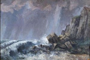 La Trombe, Etretat by Gustave Courbet