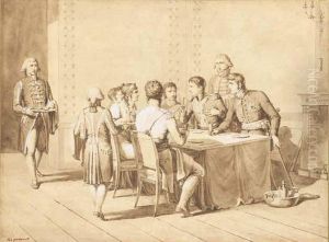 Emperor Napoleon I At Tilsit On 6-9 July 1807 With Tsar Alexanderi, The Grand Duke Constantin, And Queen Louisa Of Prussia by Pierre-Rene Cacault