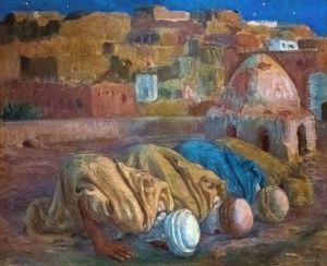 Priere sur une terrasse a Bou-Saada by Nasreddine Dinet