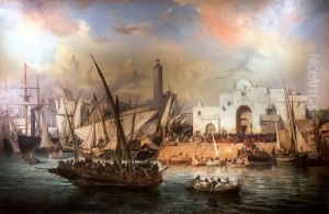 Vincent Courdouan - Embarquement des zouaves partant d'Alger pour la Crimee