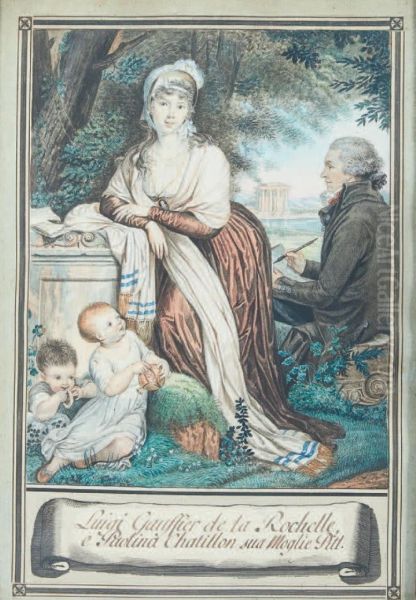 Self-portrait of the artist with his wife Pauline Chatillon and his children - view 1