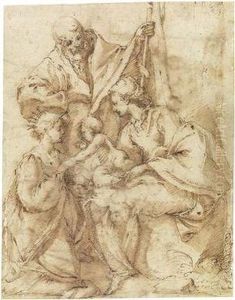 The Mystical Wedding Of Saint Catherine by Guglielmo Caccia