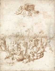 Noah And His Family Preparing To Enter The Ark by Guglielmo Caccia