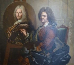 Self Portrait before the Portrait of Francois Castanier by Hyacinthe Rigaud