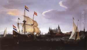 Hollandse schepen in de Sont. by Hendrick Cornelisz Vroom