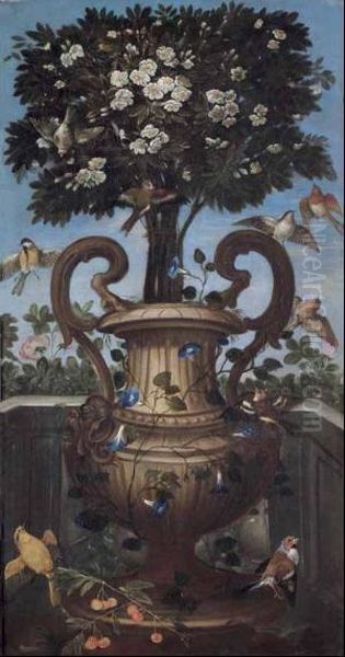 Vaso Di Fiori Con Uccelli - view 1