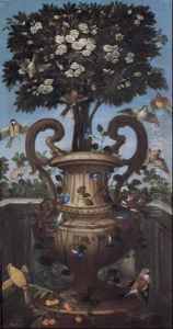 Vaso Di Fiori Con Uccelli by Orsola Maddalena Caccia