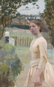 Anna Ancher in the Garden, Markvej. by Michael Peter Ancher
