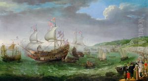 The embarkation of the Elector Palatinate Frederick V in the 'Prince Royal' at Dover, 25 April 1613 by Adam Willaerts