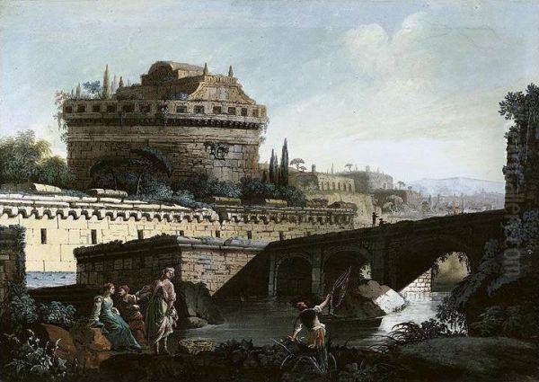 A Fantasy View With Castel Sant'angelo And Figures - view 1
