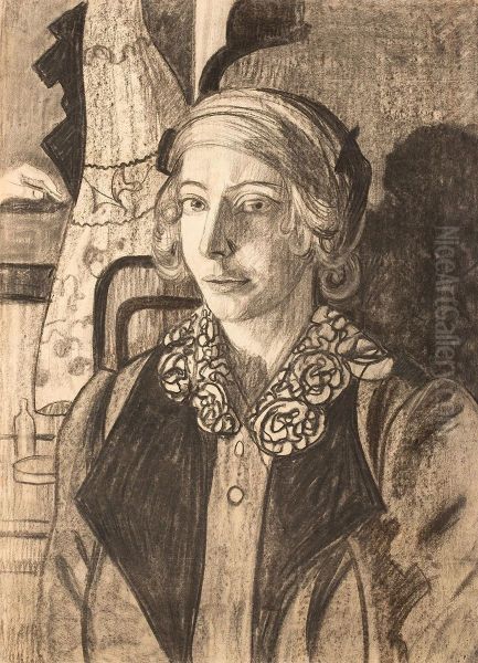 Eugenia Dunin-Borkowska with a curtain - view 1