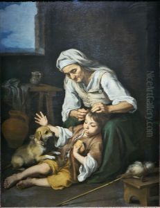 Vieja despiojando a un nino by Bartolome Esteban Murillo