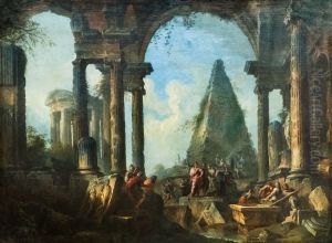 Alexandre le grand devant le tombeau d'Achille by Giovanni Paolo Panini