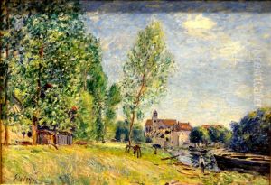 Moret, le chantier naval a Matrat by Alfred Sisley