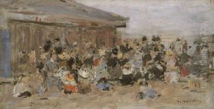 Beach at Trouville by Eugene Louis Boudin