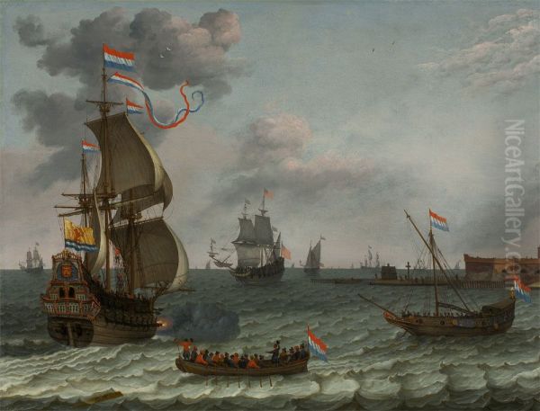 A Zeeland Flagship Returning to Fort Rammekens, near Middelburg - view 1