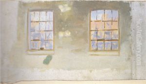 A room with large windows. Study. by Anna Ancher