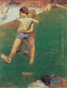 Les Jeunes lutteurs, ou Enfants luttant I by Paul Gauguin