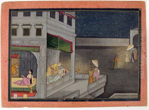 King Dasaratha Approaches the Sulking Kaikeyi's Chamber by Nainsukh
