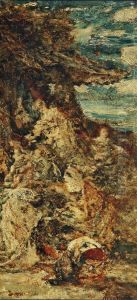 After the Cock Fight by Adolphe Joseph Thomas Monticelli