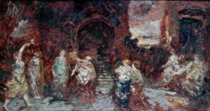 Ladies Playing with Oranges by Adolphe Joseph Thomas Monticelli