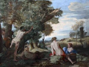 Landscape with Nymphs and Satyrs by Nicolas Poussin