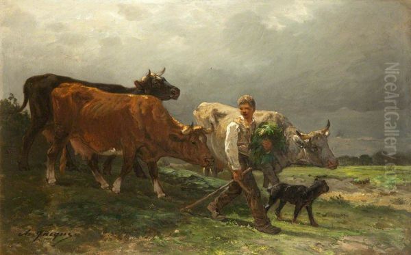 Breton Lad with Cattle - view 1