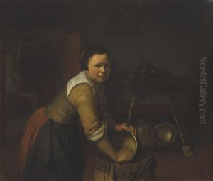 Woman Scouring a Pan