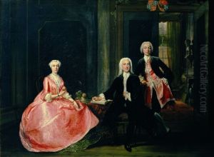 Portrait of de familie Tolling Portrait of Egidius Willem Tolling, zijn vrouw Golina Smith en zijn zoon Egidius Laurens