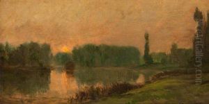 Le coucher de soleil by Charles-Francois Daubigny