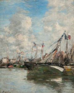 Harbour Scene, Trouville by Eugene Louis Boudin