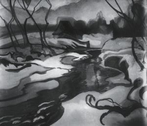 Winter landscape with a stream by Stanislaw Ignacy Witkiewicz (Witkacy)